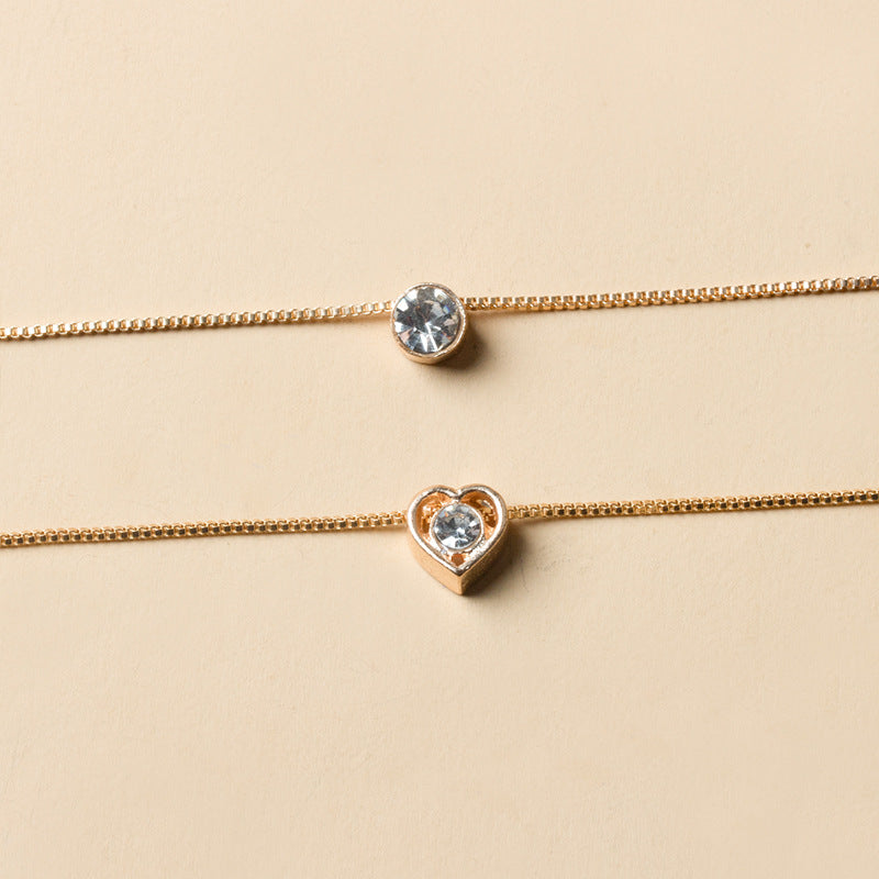 Collier double cœur élégant avec zircon cubiques scintillants AB Market