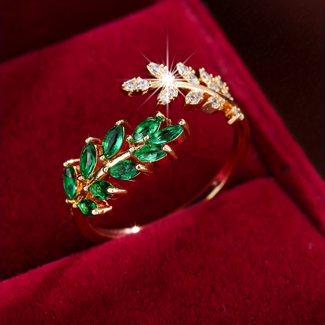 Bague élégante marquise en cuivre plaqué or avec zircon synthétique AB Market