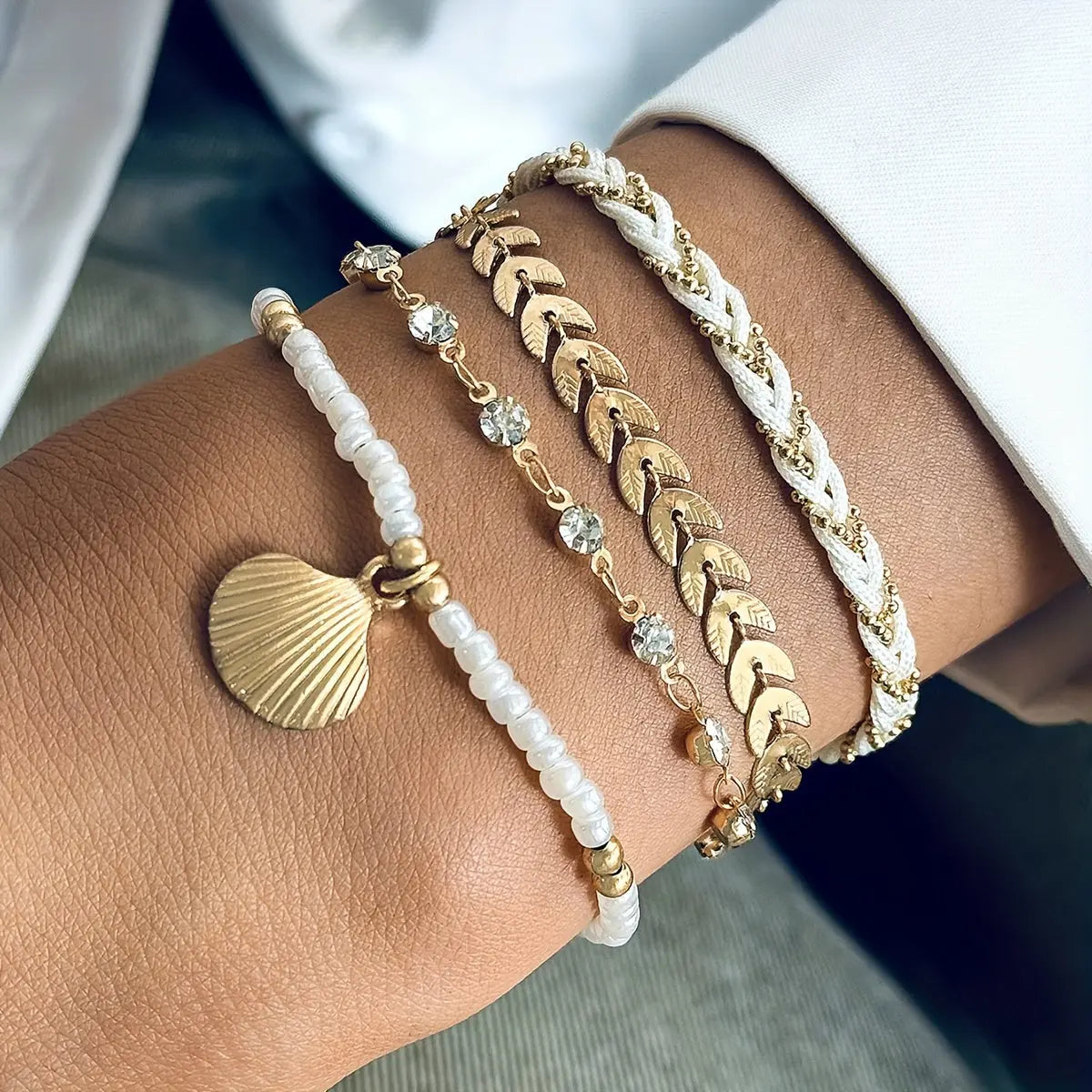 Ensemble 4 Bracelets Plage et Vacances – Coquillage et Corde AB Market