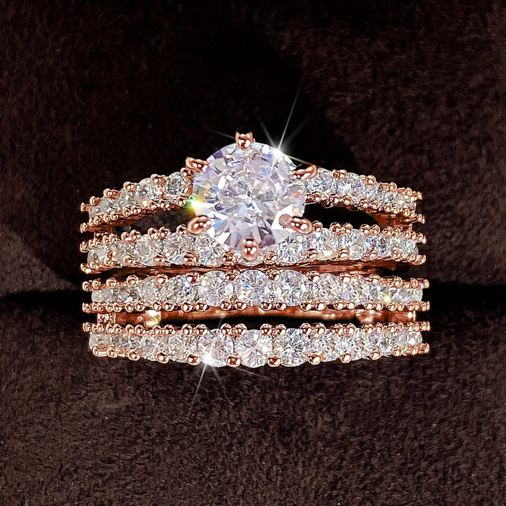 Ensemble de 2 Bagues style Mariage / Fiançailles – Sertissage à 6 Griffes AB Market