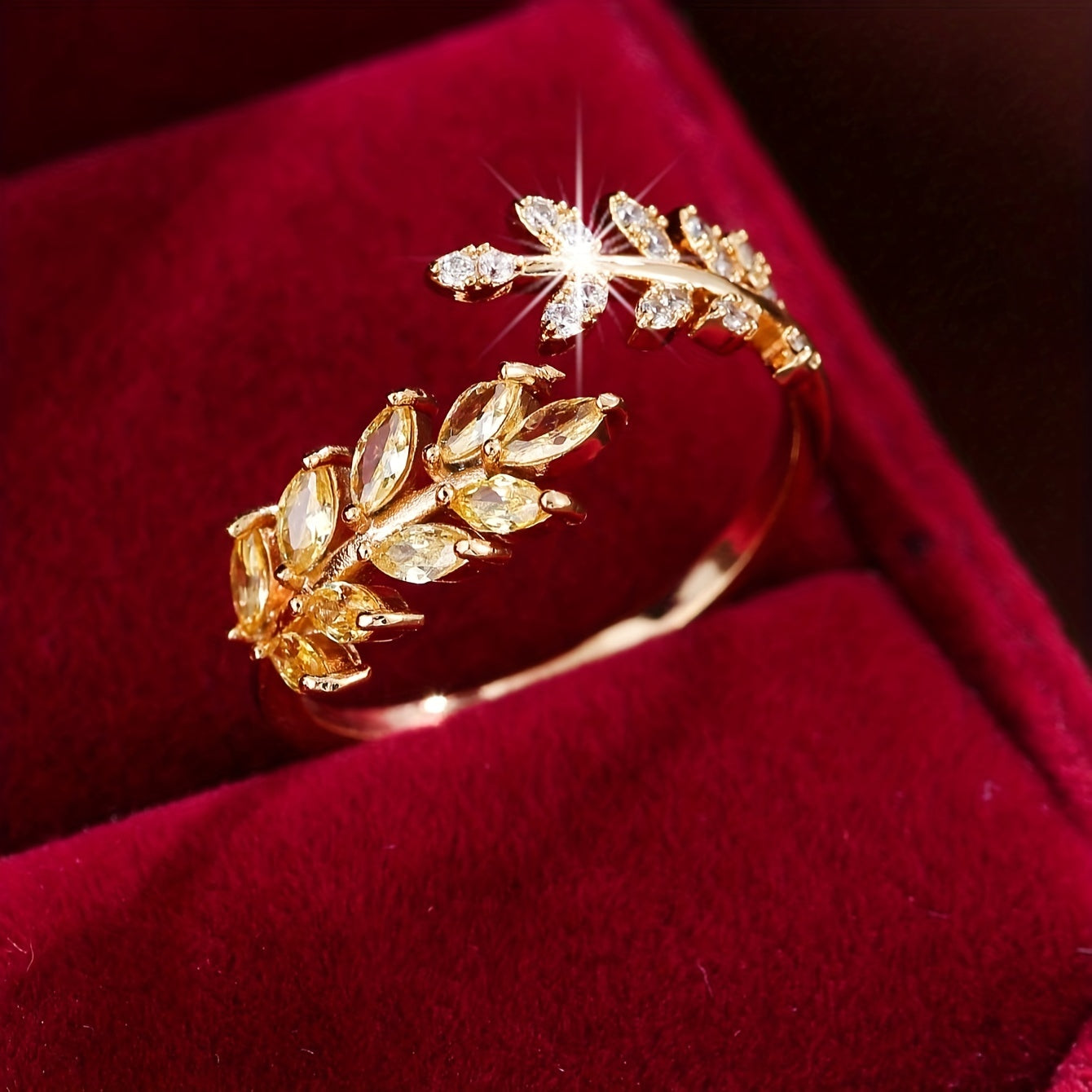 Bague élégante marquise en cuivre plaqué or avec zircon synthétique AB Market