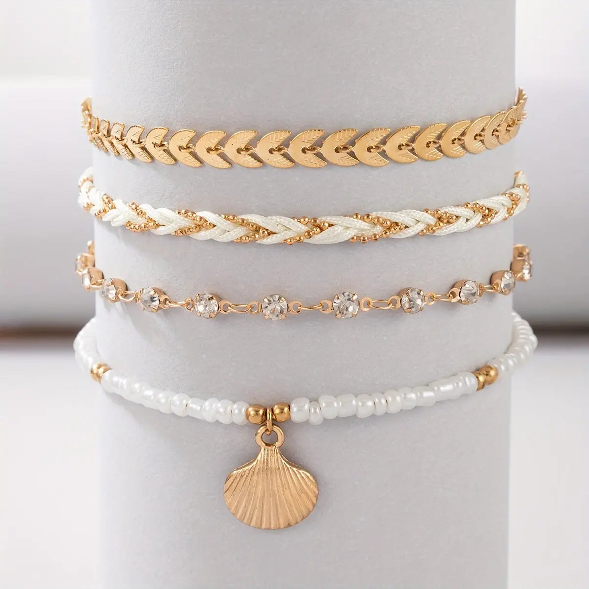 Ensemble 4 Bracelets Plage et Vacances – Coquillage et Corde AB Market