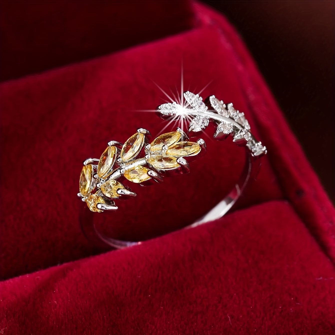 Bague élégante marquise en cuivre plaqué or avec zircon synthétique AB Market