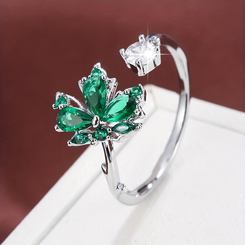 Bague élégante feuille d’érable plaqué or AB Market