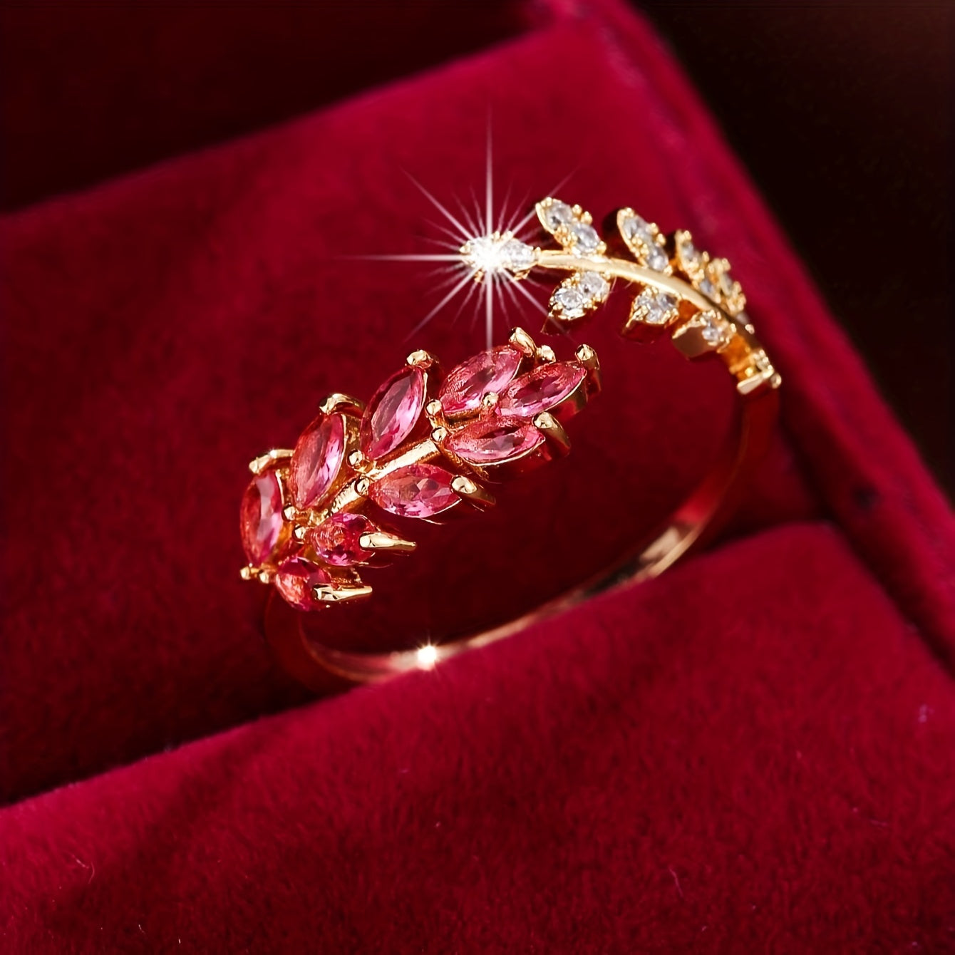 Bague élégante marquise en cuivre plaqué or avec zircon synthétique AB Market