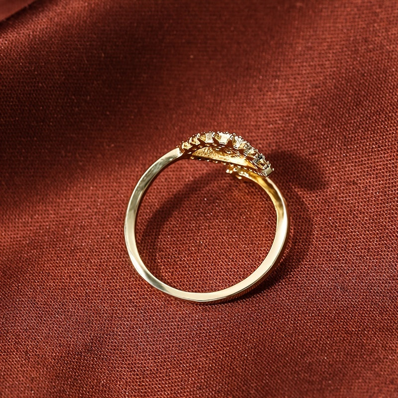 Women's Evil Eye Adjustable Ring - Golden-Tone Copper Open Band with Enamel Detailing, Synthetic Zirconia & Sapphire-Like Stone Protection Jewelry for Daily Wear & Parties, Party Accessory, Vintage Inspired, Elegant Accessory AB Market