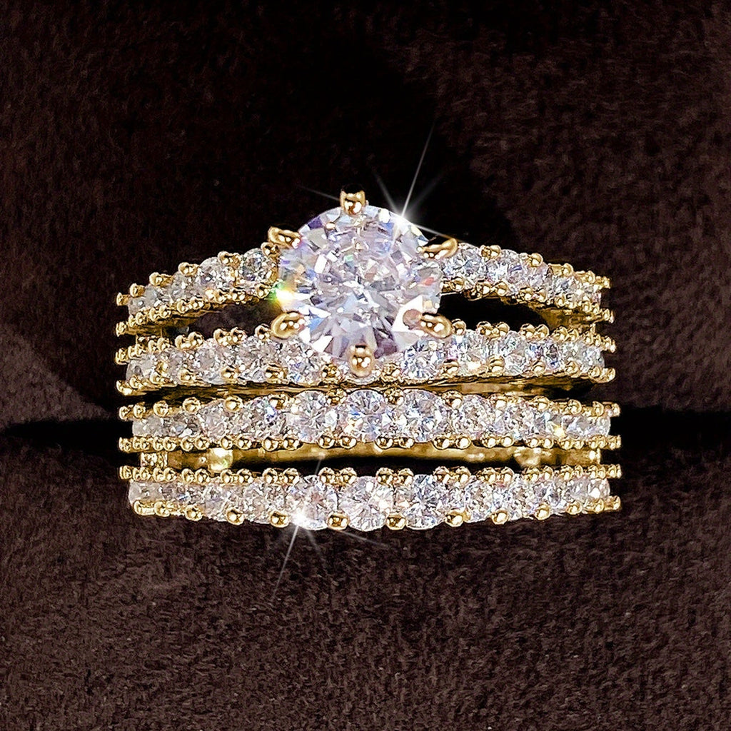 Ensemble de 2 Bagues style Mariage / Fiançailles – Sertissage à 6 Griffes AB Market