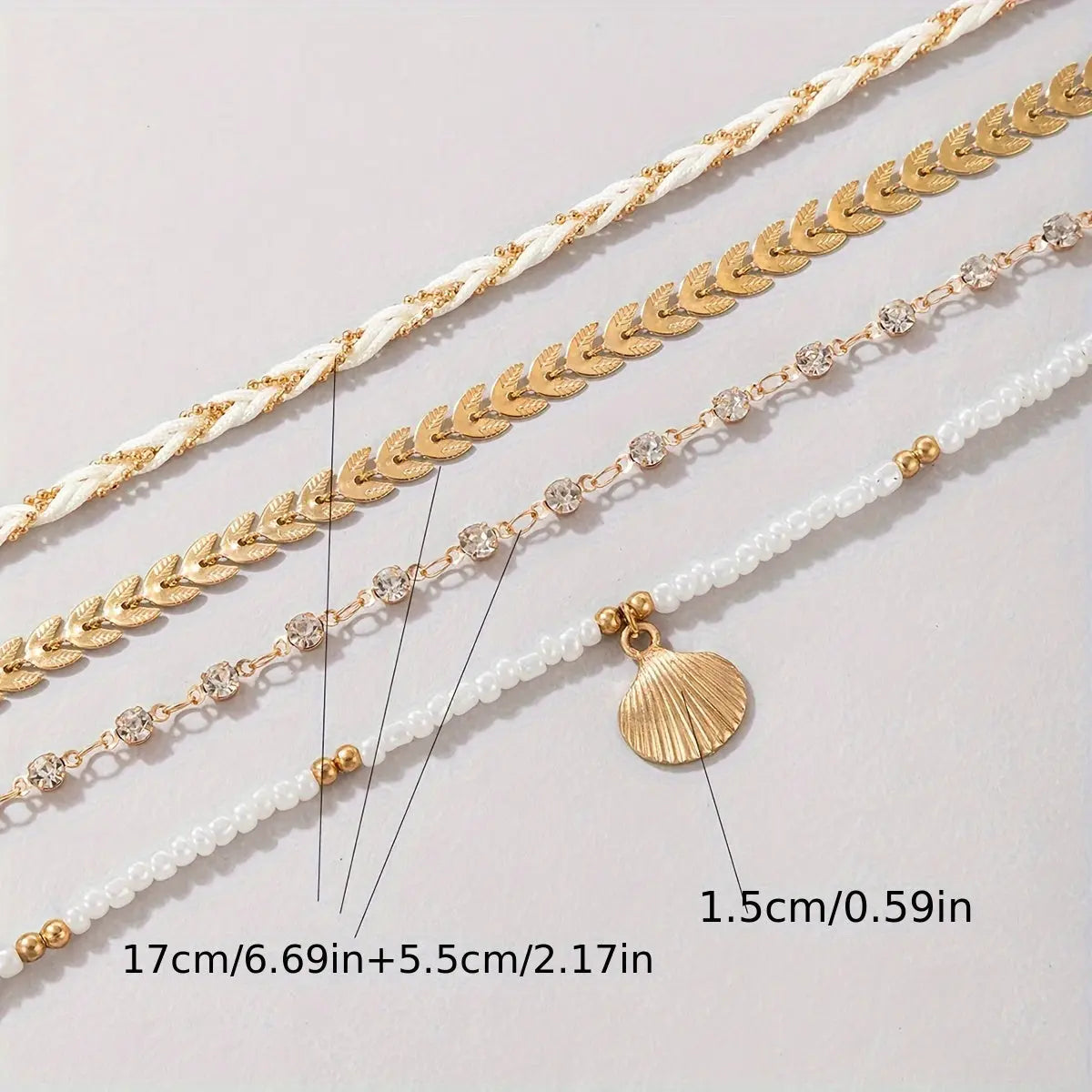 Ensemble 4 Bracelets Plage et Vacances – Coquillage et Corde AB Market